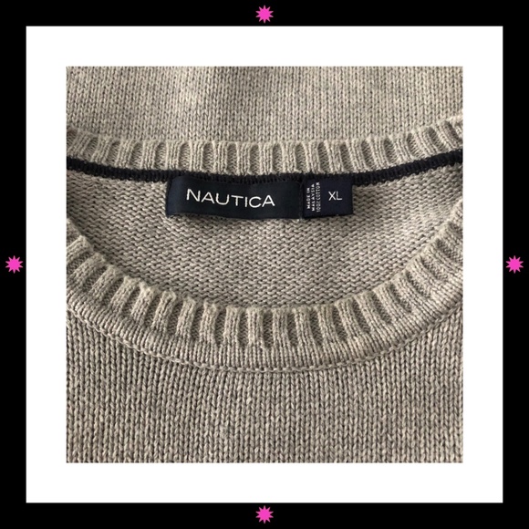 MEN'S GRAY SWEATER WITH GRAY/BLACK STRIPES BY NAUTICA XL - Picture 3 of 9